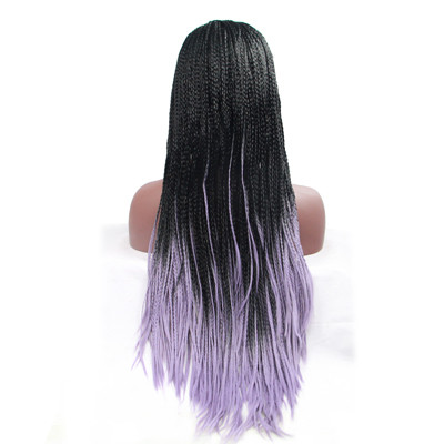 Synthetic Braided Wigs Lace Front Purple Black Ombre For Black Women